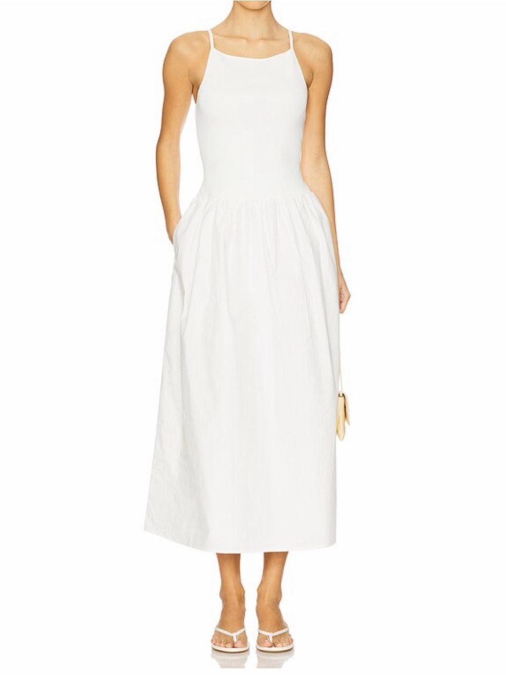 Shona Joy “Aliah” High Neck Midi Dress in Ivory, size XS